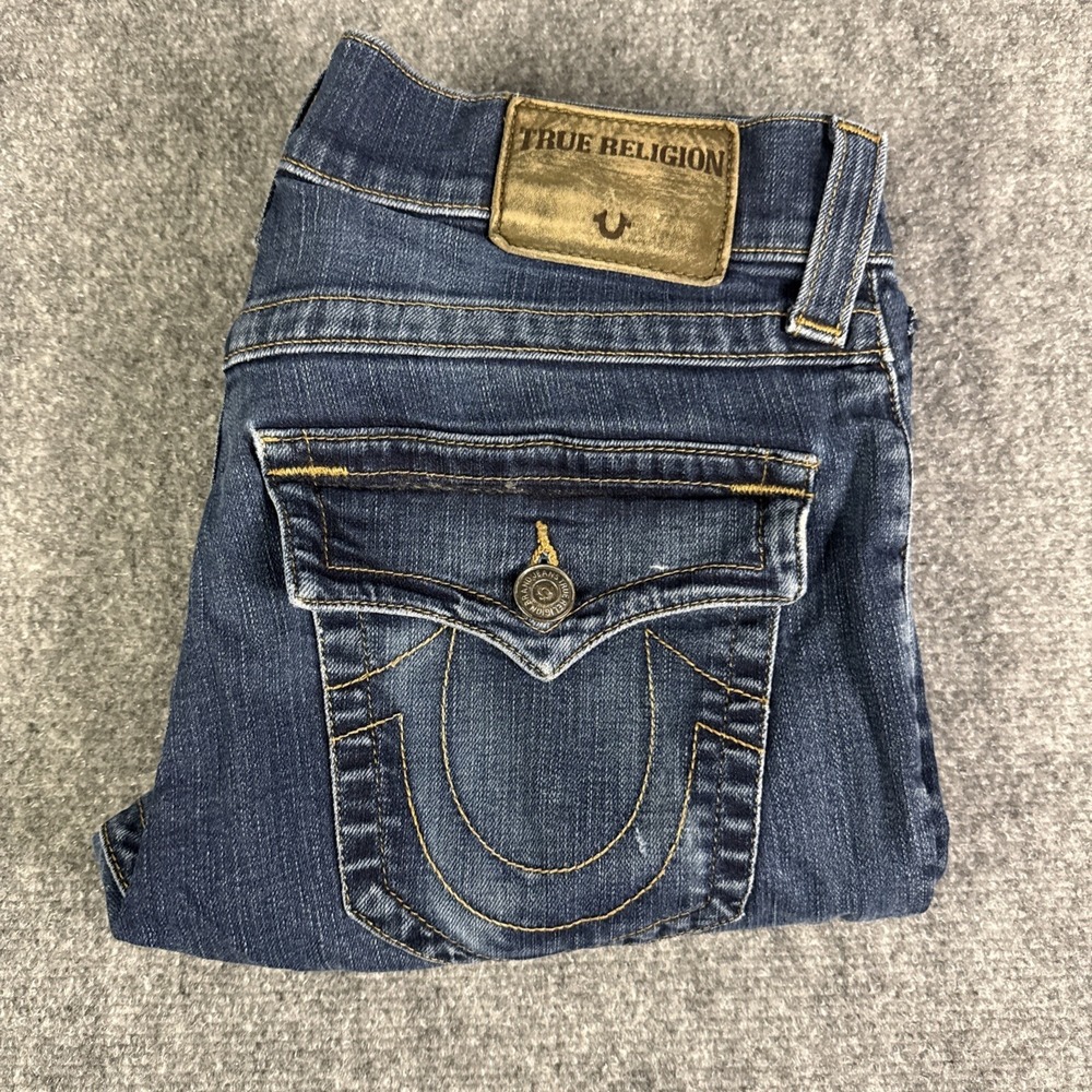 True Religion Ricky Relaxed Straight Jeans Men's 31 Mid Rise Blue Flap Pockets